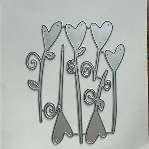 Silver Heart and Swirl Metal Die Cuts